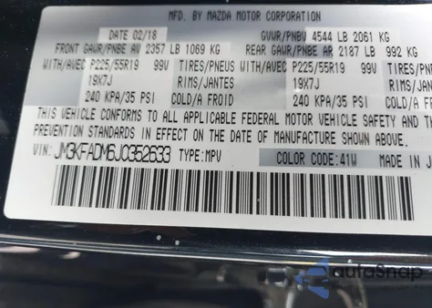 2018 Mazda Cx-5 Grand Touring из США, поврежденный, VIN JM3KFADM6J0352633